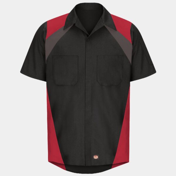 Men's Tri-Color Short Sleeve Shop Shirt Thumbnail